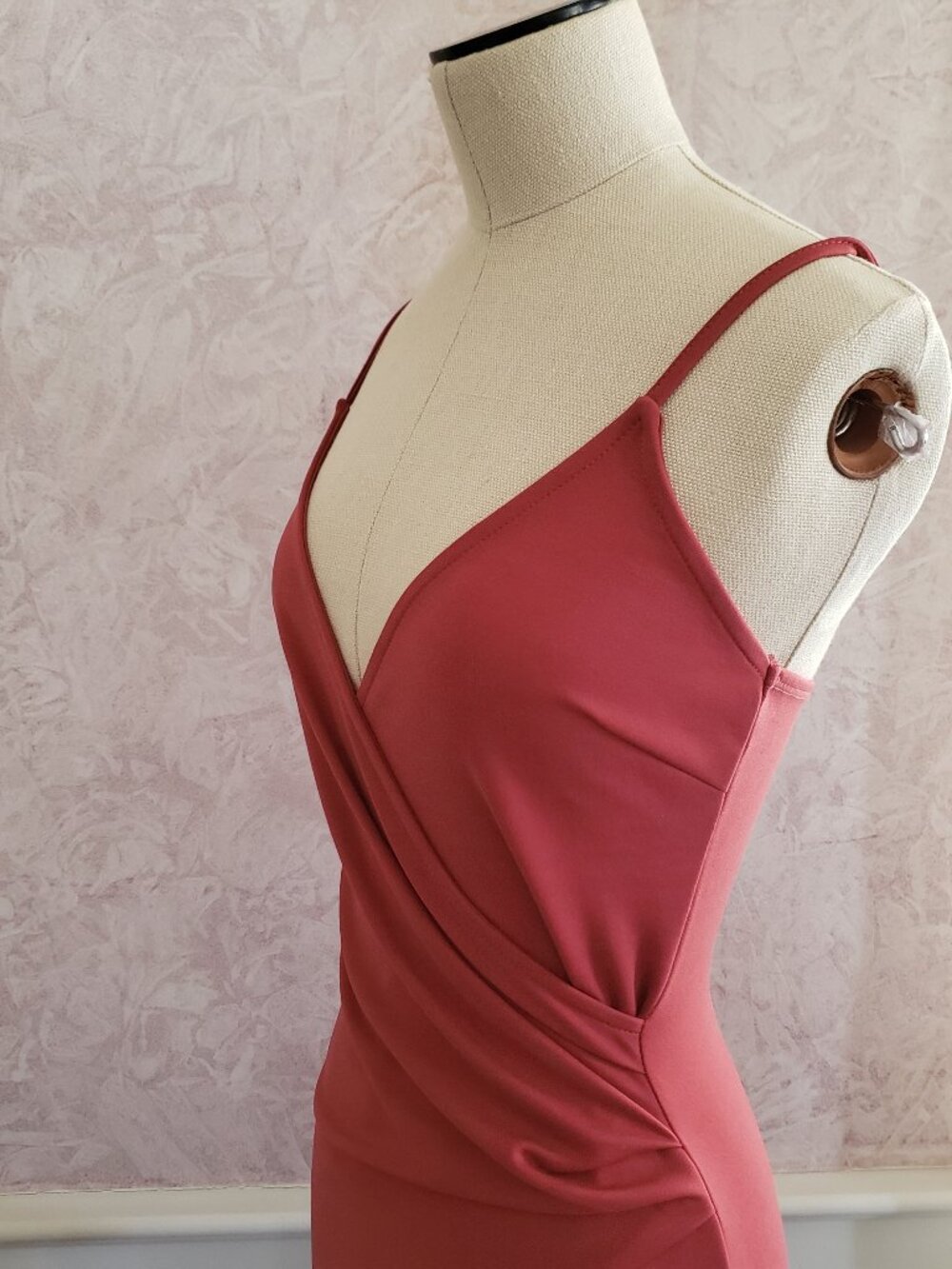 Dusty Rose Pink draped asymmetrical cocktail dress XS - Picture 6 of 10